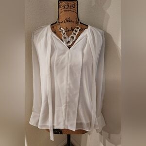 CeCe White Women's Blouse with Tie Detail